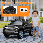 EVOKEDEN 24V Licensed Chevrolet Silverado Electric Car for Kids, Ride on Toys for Toddlers with Remote Control, Soft Start, LED Lights, Music Player, Seat Belts, Black