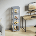 thumbnail image 4 of Magshion Modern 55" 4-Tier Transparent Display Cabinet with Flip Up Door, Floor Standing Showcase Bookshelf, Curio Cabinet Collection Display Case for Home Living Room Bedroom Office, Gray, 4 of 10