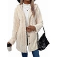 thumbnail image 2 of Womens Winter Fleece Hooded Jackets Graphic Fuzzy Warm Coat Cardigan Jacket Side Split Fall Outerwear White XL, 2 of 9