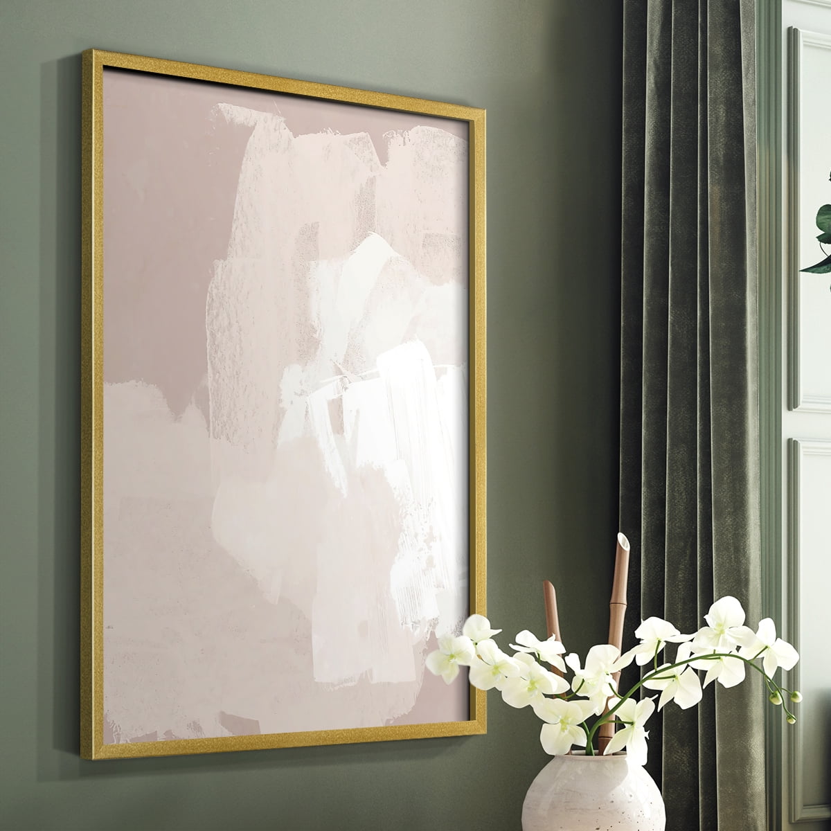 Cloud Slate II Framed Print in Gold Solid Wood Framed Print No Nail Hanging