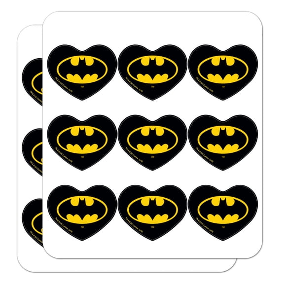 Batman Classic Bat Shield Logo Heart Shaped Planner Calendar Scrapbook Craft Stickers
