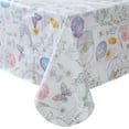 thumbnail image 2 of Newbridge Vinyl Round Tablecloth, 70 Inch, Easter Bunny Blossom Flannel Backed Table Cloth, Easter Egg Basket Floral, 2 of 7