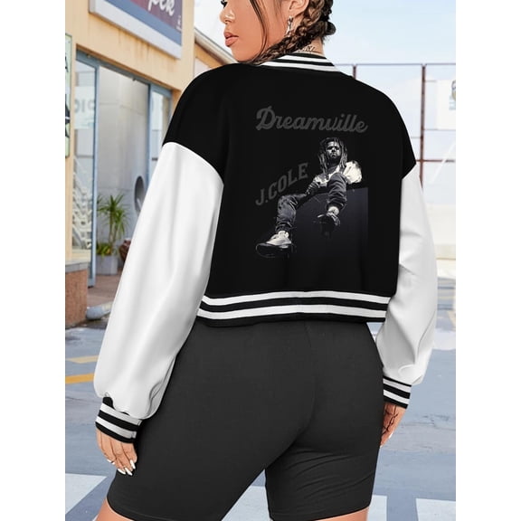 Women's Dreamville Baseball Jacket Large Size Hoodie Bomber Jacket for Ladies Hip Hop Heavy Metal J Cole Style