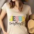 thumbnail image 4 of Jesus Everything T-Shirt | Colorful Patterned Christian Graphic Tee , Black, Size XL, 4 of 6
