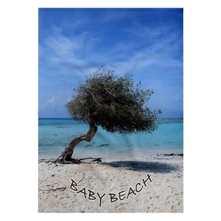 3dRose, Photo of a Divi Divi Tree in Aruba with Baby Beach written in the sand, 22x30 Bath Hand Pool Towel
