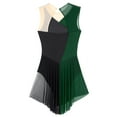 thumbnail image 6 of Yanarno Figure Skating Dress for Women Color Block Modern Ice Roller Skating Dance Dress Sleeveless Green M, 6 of 7