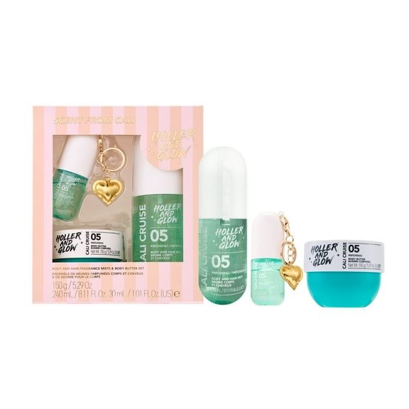 Holler and Glow Limited Edition Scent from Cali Body and Hair Mist & Body Butter Set, 3 Piece Set