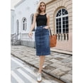 thumbnail image 4 of DARING DIVA Women's Split Back Pockets Knee Length Pencil Skirt X-Small Dark Blue, 4 of 6