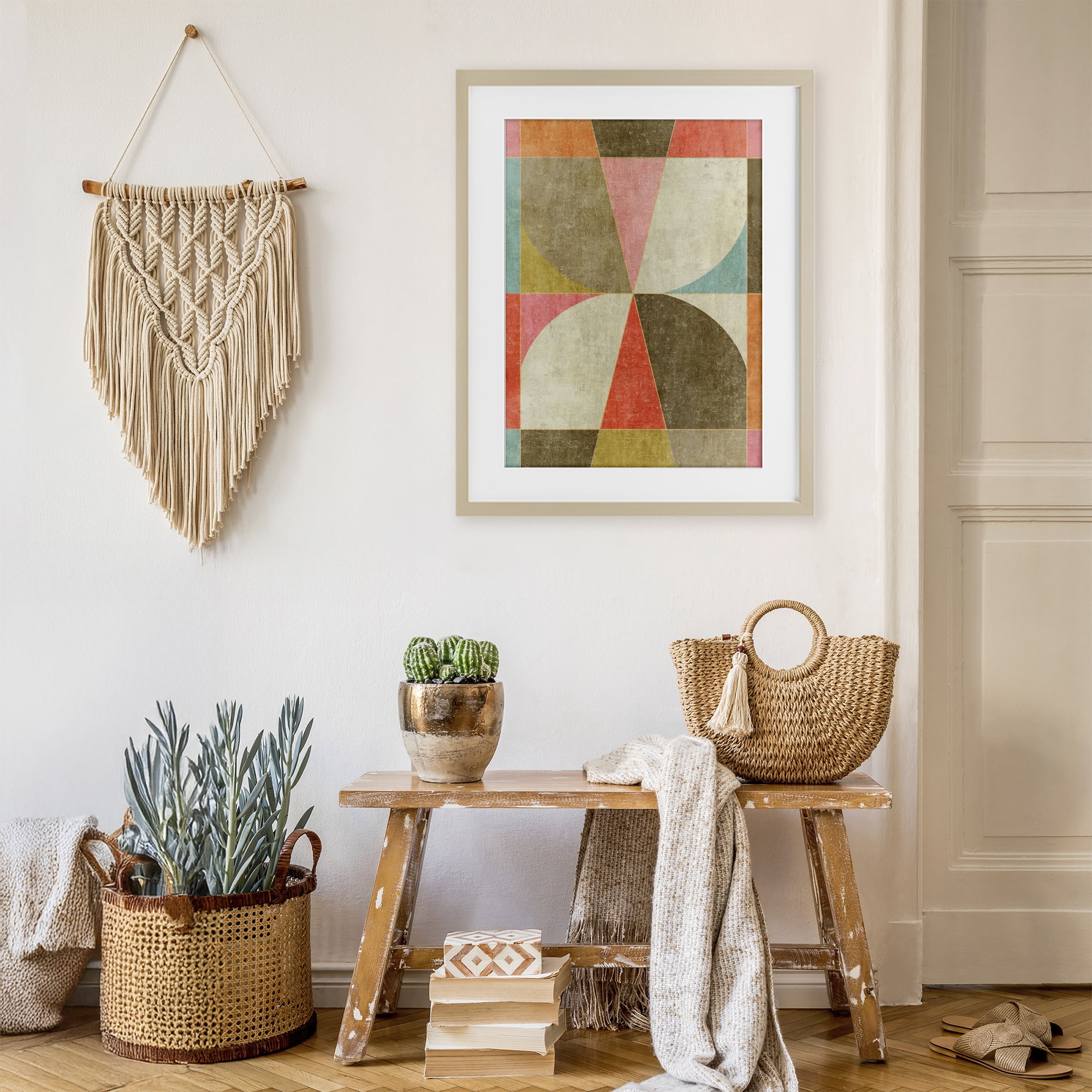 Stupell Industries Pinwheel Symmetric Shapes Birch Framed Print Under Glass, design by Suzanne Nicoll