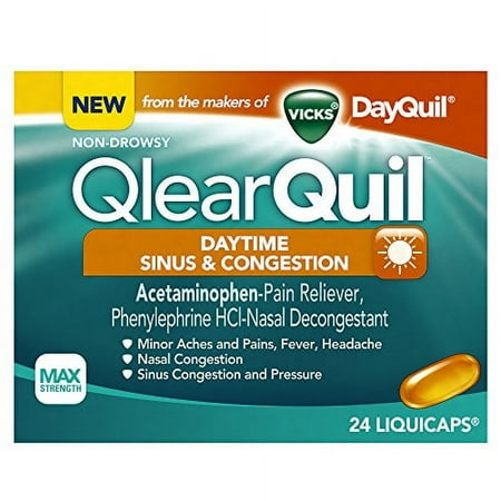 2 Pack Vicks QlearQuil Sinus & Congestion Relief, Daytime 24 Liquicaps Each