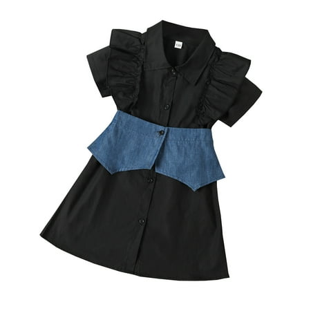 

QYZEU Flower Girl Dress 6 Girls Dresses Size 8 Summer Little Girls Toddler Kids Dress 2Pcs Clothes Sets Ruffles Short Sleeve Single A Line Dresses Vest Set