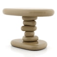 thumbnail image 2 of Kavren Modern Oval Glossy Pedestal End Table, Light Brown, 2 of 13