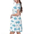 thumbnail image 2 of Bingfone Party Shark Cute Print Women’s Short Sleeve Dress, Comfortable Casual Dress, Stylish Summer Dress with Stretchy Fit for Daily Wear, 2 of 6