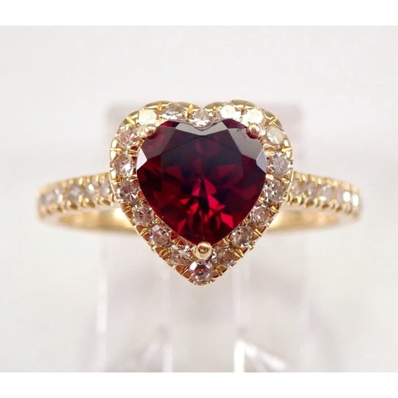 2Ct Heart Cut Lab-Created Red Garnet Women's Wedding Ring In 14k Yellow Gold Plated