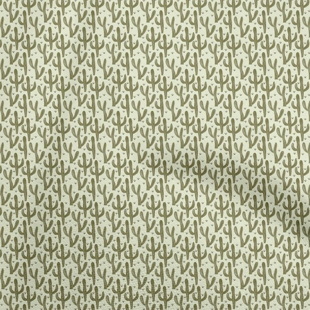 oneOone Rayon Dark Olive Green Fabric Cactus Sewing Craft Projects Fabric Prints By Yard 56 Inch Wide