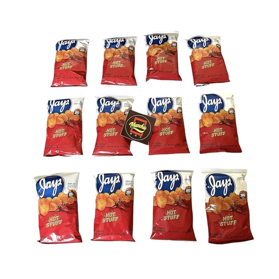 Jay's Hot Stuff Potato Chips an Iconic Chicago Style taste (Pack of ( 12 ) 1.25 Oz Bags)