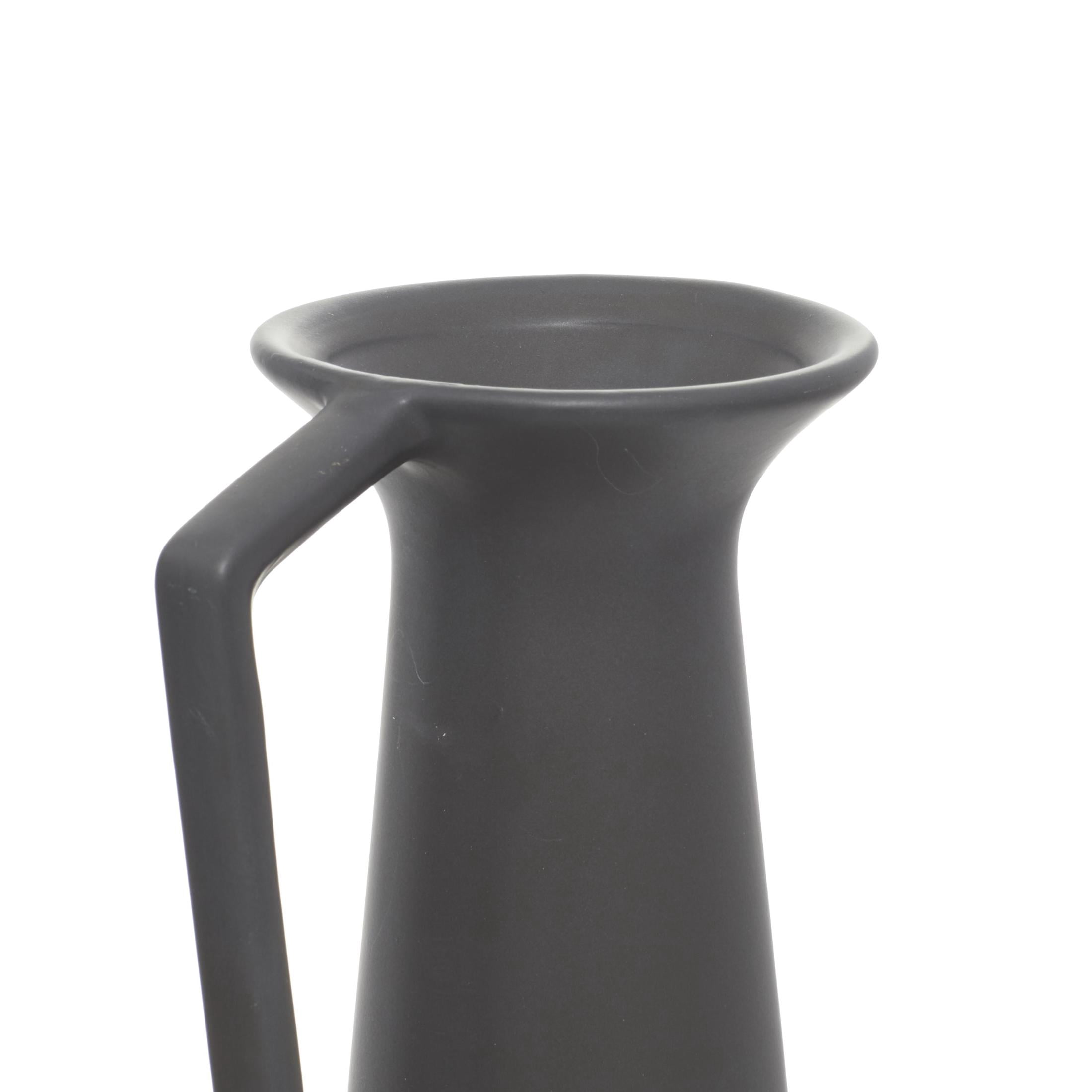 CosmoLiving by Cosmopolitan 17", 16", 16"H Black Ceramic Vase with Handles, Set of 3