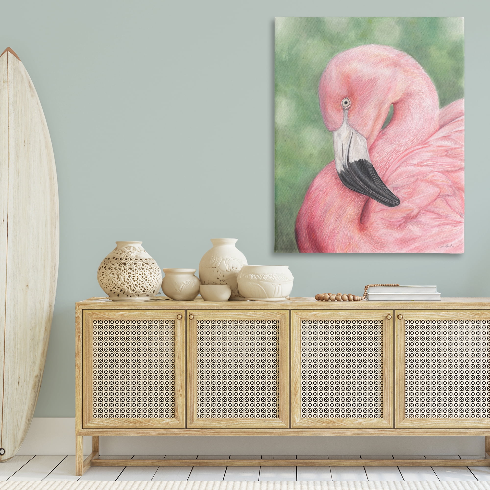 Stupell Industries Blushing Flamingo Visage Animals & Insects Painting Gallery Wrapped Canvas Art Print Wall Art, 36 x 48