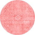 thumbnail image 1 of Ahgly Company Machine Washable Indoor Round Abstract Red Modern Area Rugs, 4' Round, 1 of 1