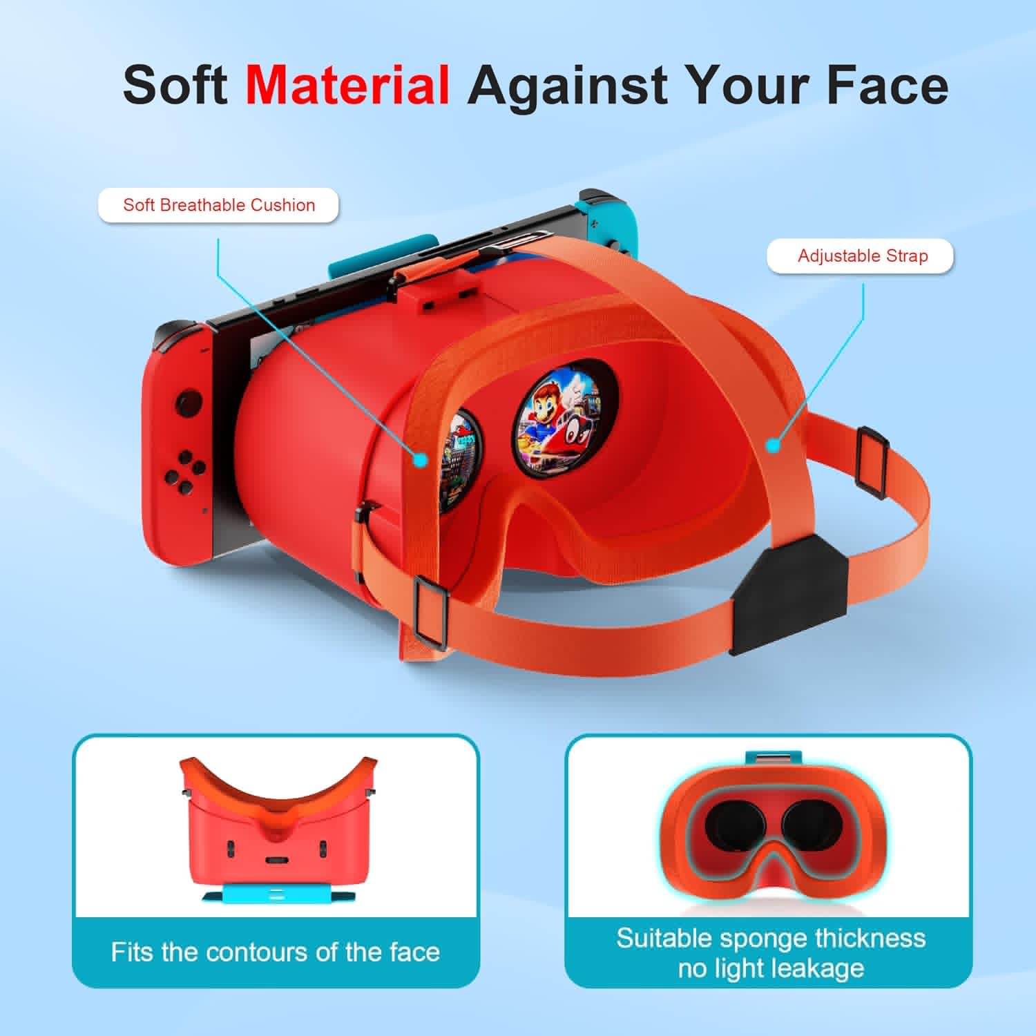 thumbnail image 4 of Gafas de realidad virtual para Nintendo Switch y Switch OLED, con lentes HD ajustables, cómoda correa para la cabeza, gafas 3D Labo VR Kit para accesorios Switch, 4 of 7
