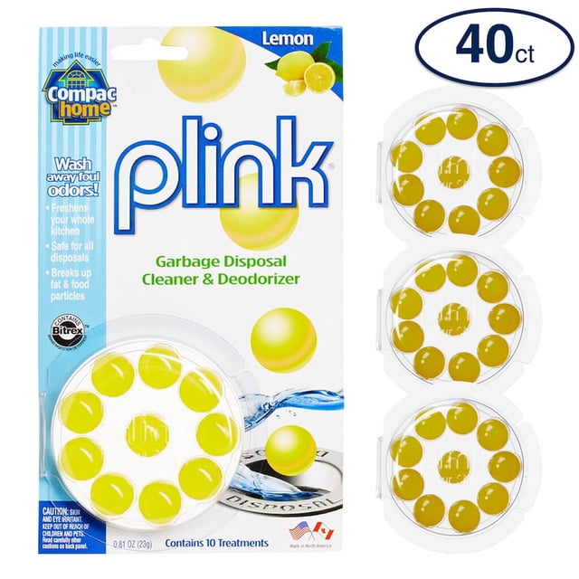 COMPAC HOME Plink Scented Garbage Disposal Cleaner & Deodorizer, Lemon, 40 Count, Yellow, 2 Pack