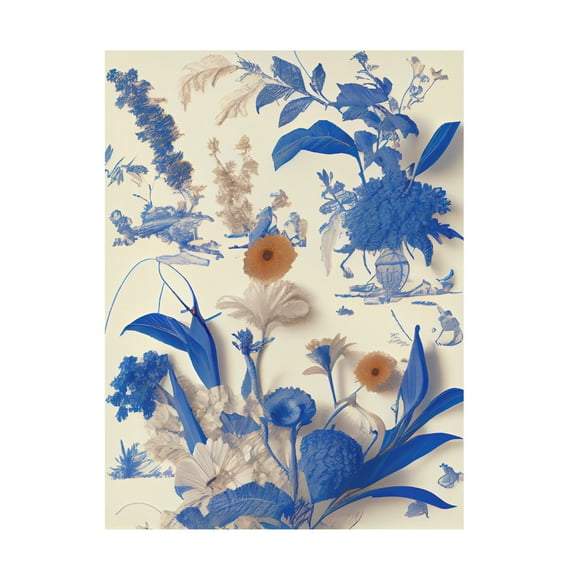 Canvas Wall Art - Sasha 'Living Toile III' Wall Art for Living Room, Bedroom, or Office Décor by Trademark Fine Art - 14 x 19 Inches