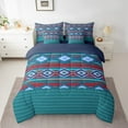 thumbnail image 2 of Erosebridal Southwestern Bedding Set Geometric Comforter Set With Sheets7 piece Tribal Bed in a Bag Full Size American Design Blue Red Bed Set with Comforter,Sheets,Pillowcases, 2 of 5