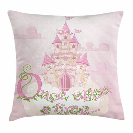 World Of Warcraft Pillow Once Upon a Time Throw Pillow Cushion Cover, Fairy Princess Castle on Sky Clouds Surreal Dream World Girls Story, Decorative Square Accent Pillow Case, 16 X 16 Inches, Rose Cream Green, by Ambesonne ()