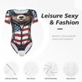 thumbnail image 5 of Haiem Patriotic Boxing Bear Art Women's Crew Neck Short Sleeve Bodysuit Tops Stretchy Slim Basic-Medium, 5 of 8