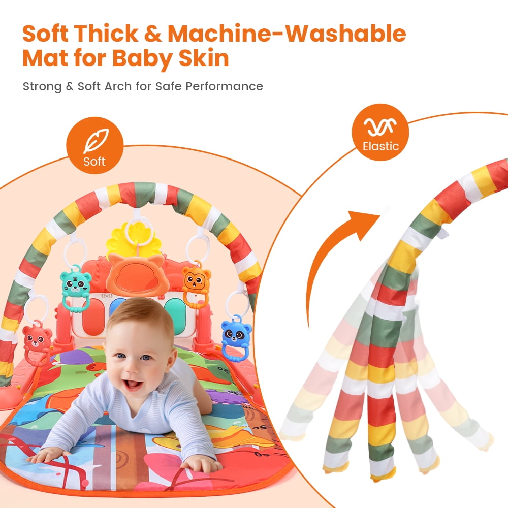 JoyStone Baby Gym Play Mat, Tummy Time Mat with Music, Lights Piano Activity Gym, Newborn Gift for 0-12 Months