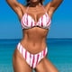 thumbnail image 4 of Trajes de Baño de Bikini de Mujer Impresión Sexy de Moda Dividido Conjunto con Troncos, Nylon de Corte Alto para la Piscina de la Playa Y las Vacaciones, 4 of 9