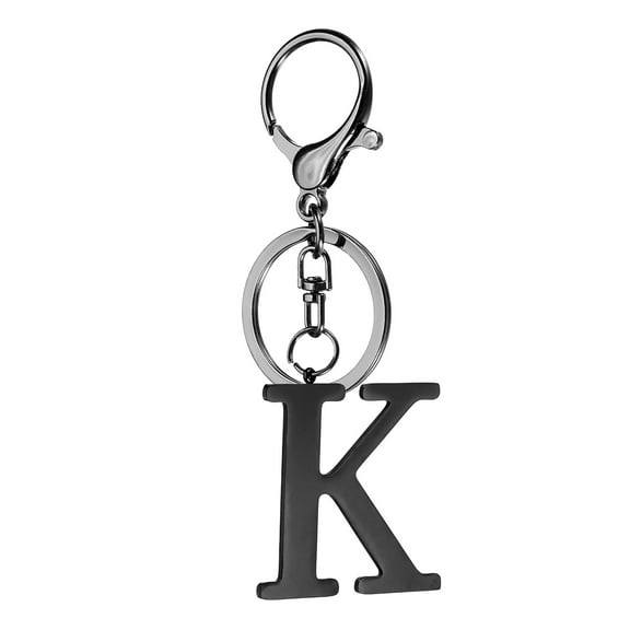 Uxcell Initial Letter Keychain, 1PCS Key Chain Stainless Steel, Black ( Letter K)