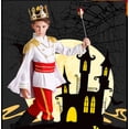 thumbnail image 3 of Conjunto de disfraz de Príncipe para niños, traje de chaqueta con capa, pantalones, corona, vestido de cumpleaños, Navidad, rey Medieval, 7 piezas, 3 of 3