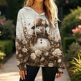 thumbnail image 4 of Women's Fashion Casual Christmas Print Pullover Long-Sleeve Hooded Sweatshirt, Festive Fall Winter Wear with Soft Fabric and Holiday Theme for Cozy Comfort,Brown,L, 4 of 5