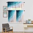 thumbnail image 3 of Kitchen Window Curtains Valance and Tier Set, Summer Blue Ocean Waves Rod Pocket Tier Curtain Valance Set, Beach Coastal Nautical Style Light Filtering Cafe Curtains for Bedroom Living Room, 3 of 9