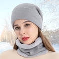 thumbnail image 4 of Neckerchief Set Solid Color Warm Unisex Hat Supplies Plush Knit Hat For Winter, 4 of 10