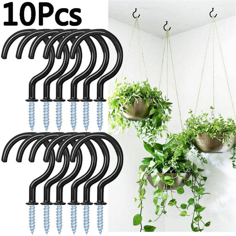Elbourn 0.75 inch Ceiling Hooks,Plant Hooks, Screw-in Wall Hooks, Plant  Hooks, Kitchen Hooks, Cup Hooks (Black -10Pcs) 