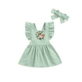 thumbnail image 1 of xiaxaixu Robe de Bébé Fille, Robe Florale à Volants à Manches Courtes avec Bandeau, 1 of 9