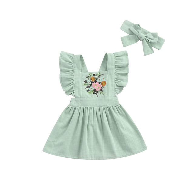 xiaxaixu Robe de Bébé Fille, Robe Florale à Volants à Manches Courtes avec Bandeau