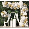 thumbnail image 1 of Kit de arco de guirnalda de globos blancos de 136 piezas, juego de globos de látex metálicos con confeti plateado y dorado blanco para cumpleaños, Baby Shower, decoración de fiesta de aniver, 1 of 5