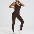 thumbnail image 5 of Gibobby Mono Ajustado de Verano Vestido de yoga para mujer con levantamiento de cadera y compresión del vientre, corsé corporal, mallas de fitness con espalda aérea(Café， XL), 5 of 5