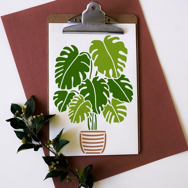 House Plant Painting Stencil 8.3x11.7inch Reusable Potted Plant Stencil for  Painting Large Plant Leaves Drawing Template Flower Pot Stencil Plant Theme  Template for Home Decoration - Walmart.com