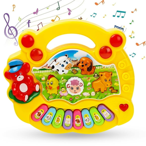 Baby Music Keyboard Piano Drum Set, Baby Piano Light Up Animal Musical Toys,Infant Piano Toys