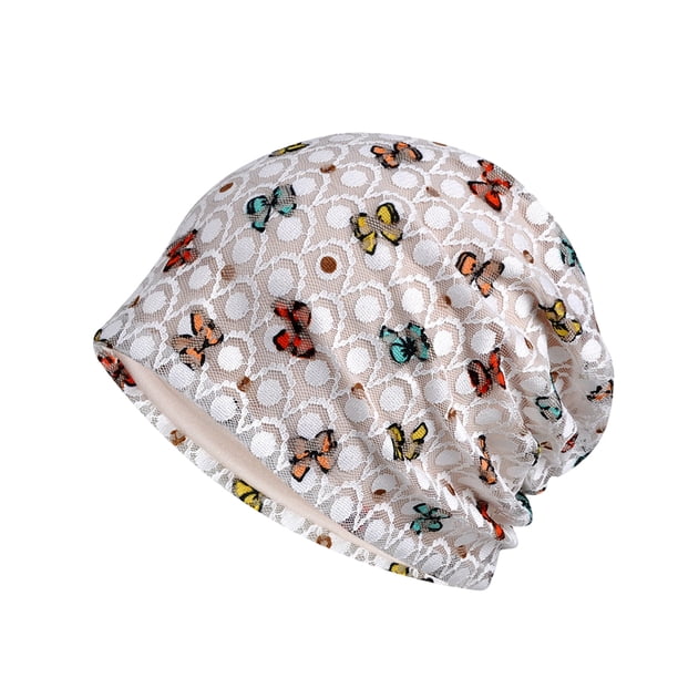 Minnieouse Sombrero para el sol a prueba de viento para ciclismo, gorro de algodón de moda y protector, turbante de encaje, gorro suave para Sombreros modelo-blanco