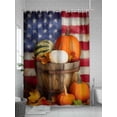 thumbnail image 5 of Fsddascl Pumpkin Flag Shower Curtain Set - Extra Long 72" x 96" Washable Bathtub Curtain with 12 Hooks, Thanksgiving Vintage Red Blue Star Stripe Waterproof Fabric Stall Shower Curtains for Bathroom, 5 of 6