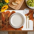thumbnail image 4 of Burnt Orange Placemats Set of 12, Sparkle Gold Stained Floral Flower Art Placemats for Dining Table, Place Mats for Kitchen Tabletop, Waterproof Wipeable Dining Table Mats Set, 4 of 9