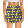 thumbnail image 2 of Lsque Mardi Gras Printed Women's Running Shorts with Liner Pockets,Elastic Quick Dry Workout Athletic Gym Yoga Shorts,Womens High Waist Shorts-Medium, 2 of 9