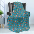 thumbnail image 4 of Food Soft Flannel Fleece Blanket, Delicious Doodle of Donuts Hot Dog Soda Cup Hamburger Fries and Pizza Slices, Cozy Plush for Indoor and Outdoor Use, 50" x 60", Sea Blue Multicolor, by Ambesonne, 4 of 5