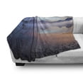 thumbnail image 3 of Glacier National Park Soft Flannel Fleece Throw Blanket, Illustration of Deserted Setting with Fog Sunrise Tranquil Land, Cozy Plush for Indoor and Outdoor Use, 70" x 90", Multicolor, by Ambesonne, 3 of 6