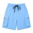 thumbnail image 3 of GERsome Women's Shorts with Pockets Drawstring Elastic Waist Outdoor Travel Hiking Cargo Shorts Blue Size M, 3 of 7